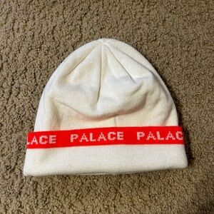 Palace White Beanie with Orange Logo Band